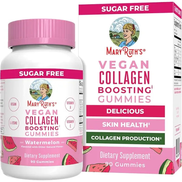 MARYRUTH'S Vegan Collagen Gummies for Women & Men, Collagen Boosting, 90ct | Skin Care, Lysine, Vitamin C, Vitamin A, Amla, Hair & Skin Supplement, Non-GMO, Gluten Free, 90 Servings