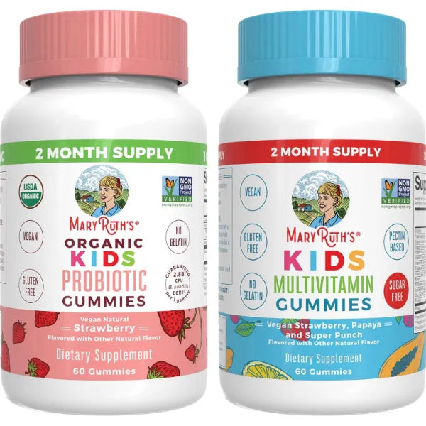MARYRUTH'S Organics Multivitamin and Probiotic Gummies (Strawberry) for Kids | Clean Label Project Verified® | Vitamins for Gut Health, Immunity, & Overall Wellness | Vegan, Non-GMO, Gluten Free