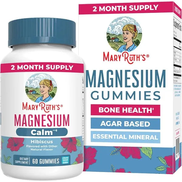 MARYRUTH'S Magnesium Calm Gummies, 50mg Magnesium Citrate, 60 Count, Vegan | Ages 14+, Bone Health, Healthy Muscle Relaxation Processes, Vegan, Non-GMO, Sugar Free