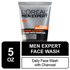 L’Oréal Paris Skincare Men Expert Hydra Energetic Facial Cleanser with Charcoal for Daily Face Washing, 5 fl. oz.