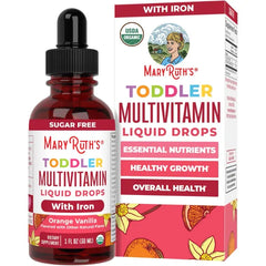 MaryRuth's Organic Toddler Multivitamin Drops with Iron, Vegan, 30 Servings | USDA Organic, Immune Support, Bone Health, Growth & Development, Overall Wellness