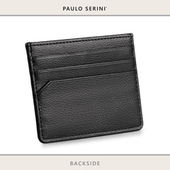 PAULO SERINI® Unisex Card Holder with 6 Card Slots and Compartment for Banknotes and Coins Elegant Credit Card Holder Made of Soft Vegan Leather - Onyx Black