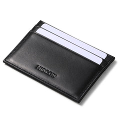 HISCOW Leather Slim Card Holder, Tiny Small Credit Card Wallet ID Case for Men & Women (Black)