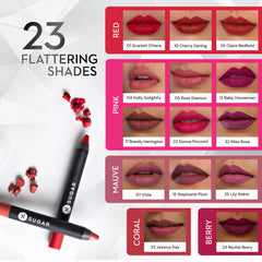 SUGAR Cosmetics Matte As Hell Crayon Lipstick 07 Viola (Mauve Nude) With Free Sharpner, 2.8 g