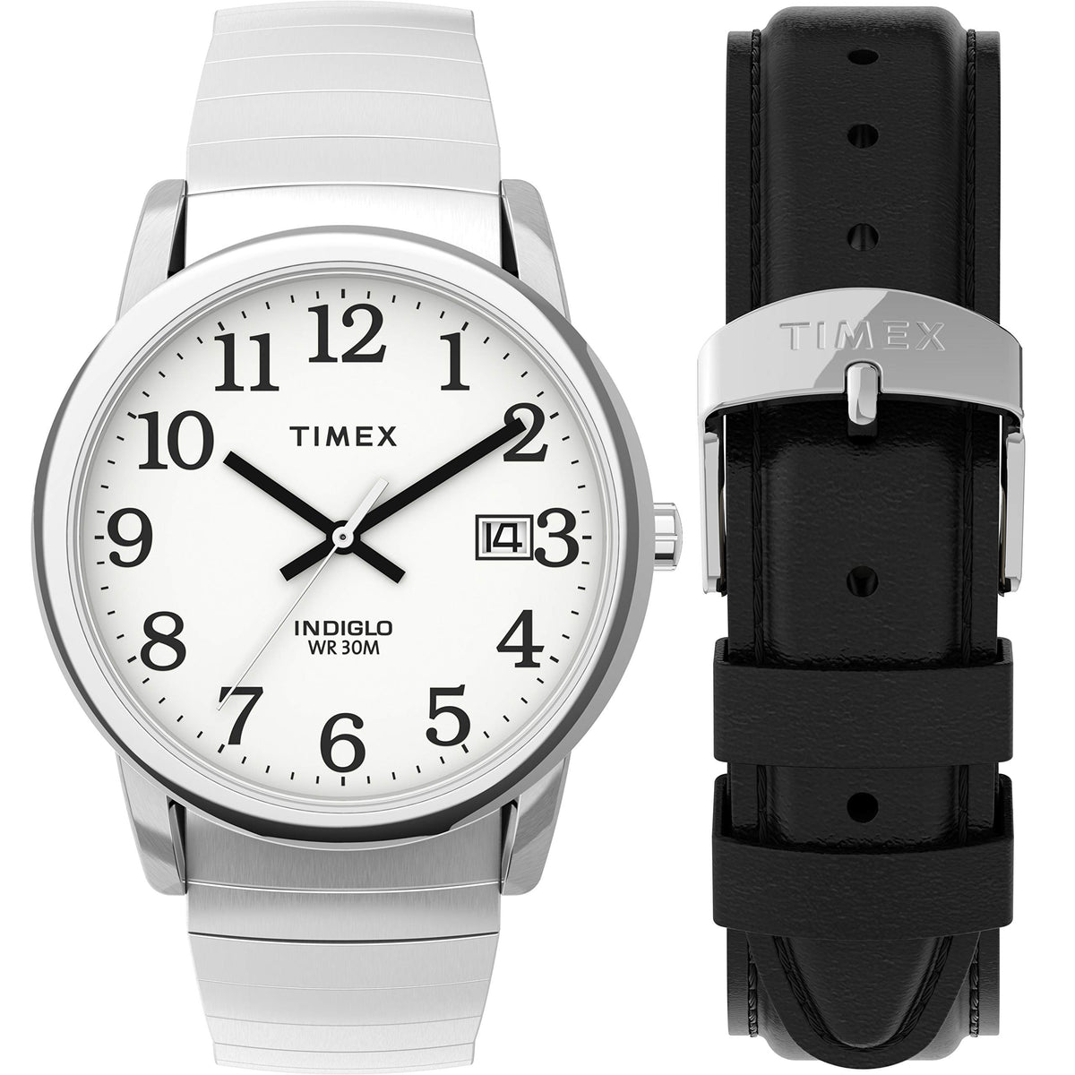 Timex Easy Reader Date Expansion Band Watch - Silver-Tone/Silver-Tone/White/D/35mm