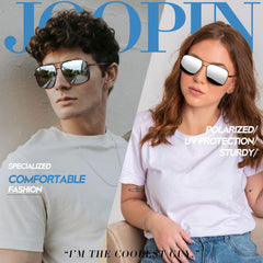 Joopin Rectangular Sunglasses for Men Women Polarized UV Protection Classic Aviation Military Style Big Metal Frame Driving Fishing Black Glass