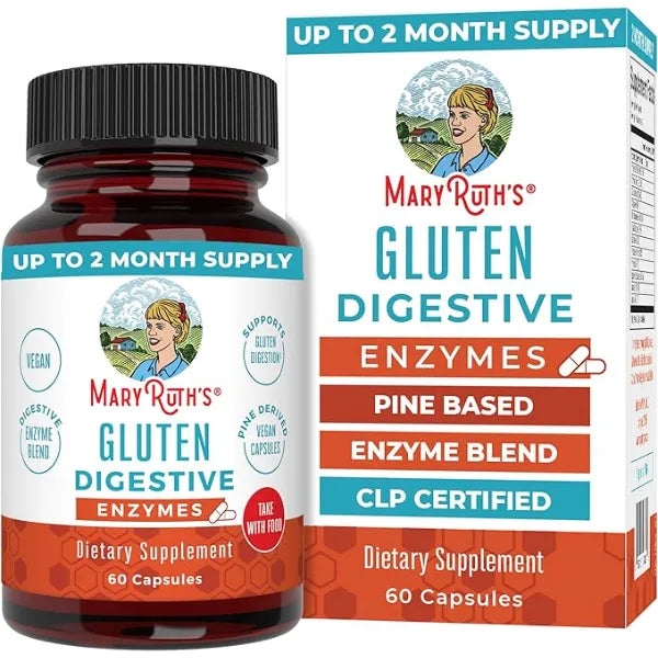 MARYRUTH'S Gluten Digestive Enzymes, Proprietary Enzyme Blend, 60 Count | Proprietary Enzyme Blend, Lactase, Glucoamylase, Protease, Cellulase