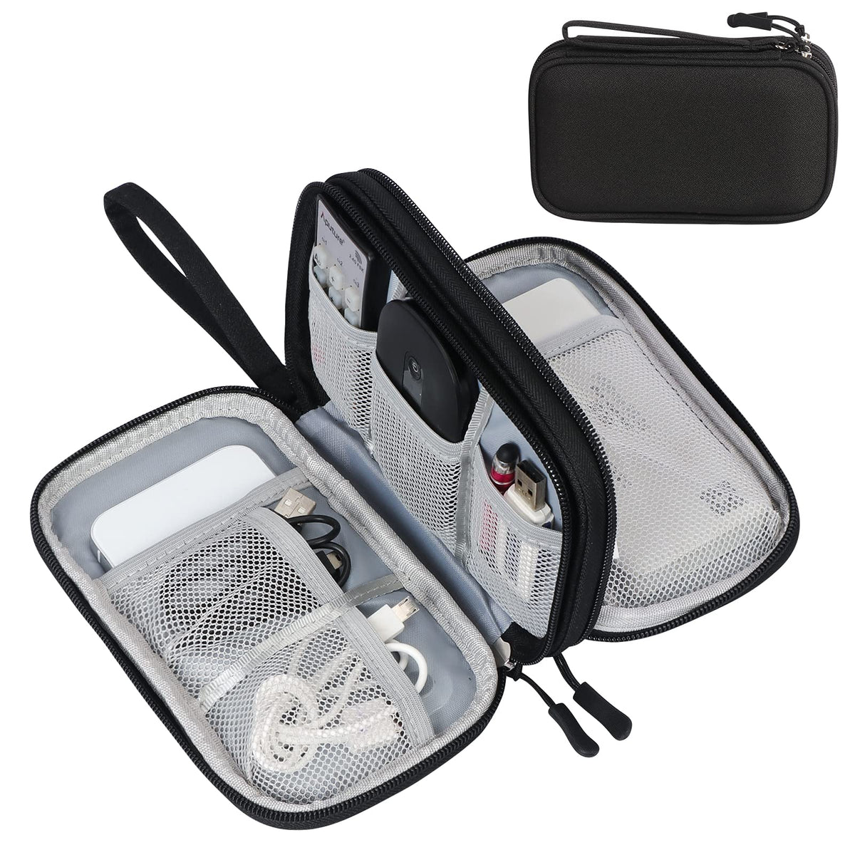 FYY Electronic Cable Bag, Travel Cord Organizer Bag, Cable Electronic Accessories Pouch Portable Electronic Case Bag, Black