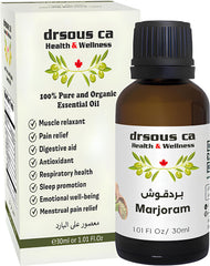 Drsous Ca Organic Marjoram Essential Oil 30ml | 100% Pure and Natural Cold Pressed Oil for Therapeutic Grade | Sleep, Muscle, Stress and Joint Relief | Made in Palestine
