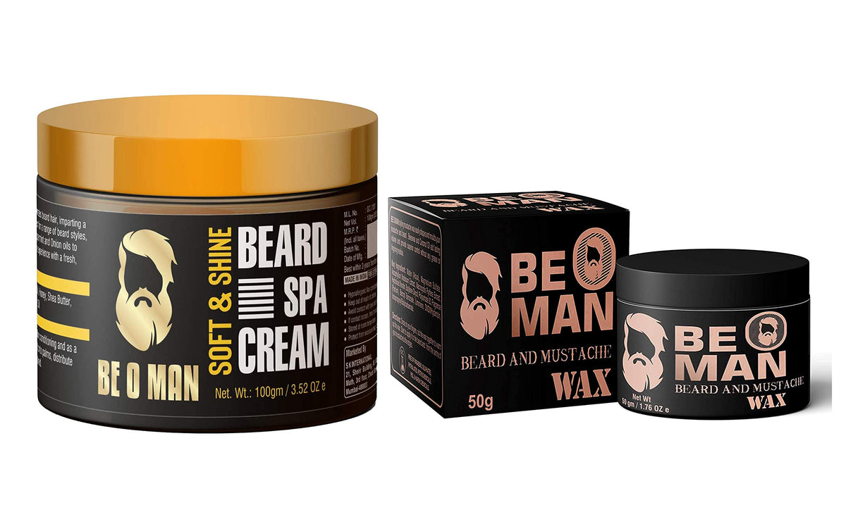 Be O Man Combo Of Beard & MUStache Wax For Grooming Men's And 50G Spa Cream Facial Hair 100G