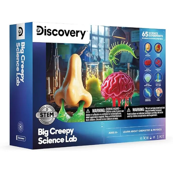 Discovery Big Creepy Science Lab 65 Experiments STEM Kit for Kids Slime, Reactions, Crystals & Gross Science Educational Learning Project Activity Set Chemistry & Physics Toy Gift Ages 8+