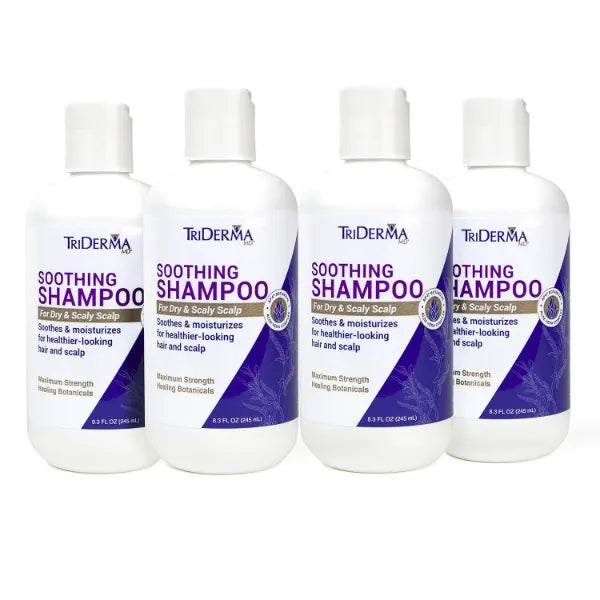 TriDerma Soothing Shampoo For Dry Scalp, Maximum Strength, Coal Tar Free, All Hair Types - 8.3 oz (Pack of 4)