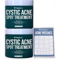 TreeActiv Cystic Acne Spot Treatment, Hormonal & Overnight Sulfur Cystic Treatment For Face, Men, and Women, 0.5 fl oz (2-Pack), 240+ Uses