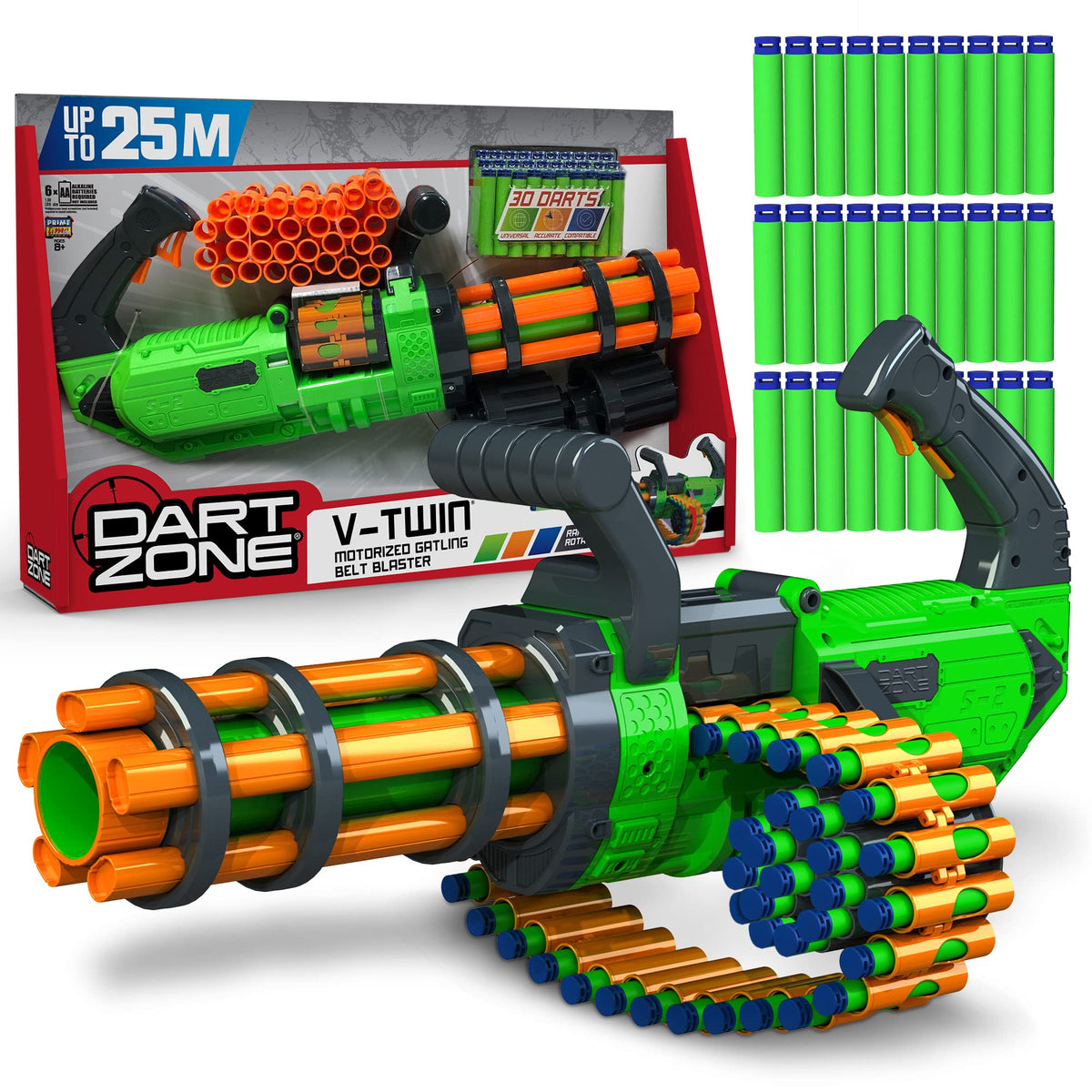 DART ZONE V-Twin Motorized Gatling Belt Blaster