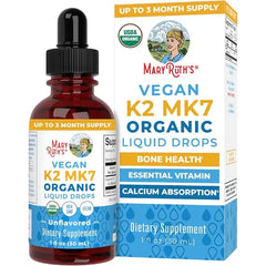 MARYRUTH'S USDA Organic Vitamin K2 MK7 Liquid Drops for Adults & Kids, 1 oz | Adults & Kids, Sourced from Natto, Menaquinone-7, Vegan K2 Vitamin for Bone Health & Calcium Absorption