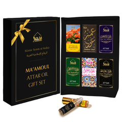 Dukhni Ma’amoul Attar Oil Set | Authentic Arabic Fragrance Oils| Long- lasting Halal Scents for Ramadan & Eid Gifts | Oud Mukhalat, Oud Mubakhar, Oud Abyad, Oud Ya Aini, Attar Al Bakhoor, Ambar Oud