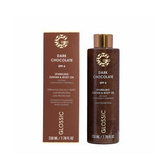 Glossic Sparkling Suntan & Body Oil, Vegan Formula, Natural Oils, SPF 6 230ml (Dark Chocolate)