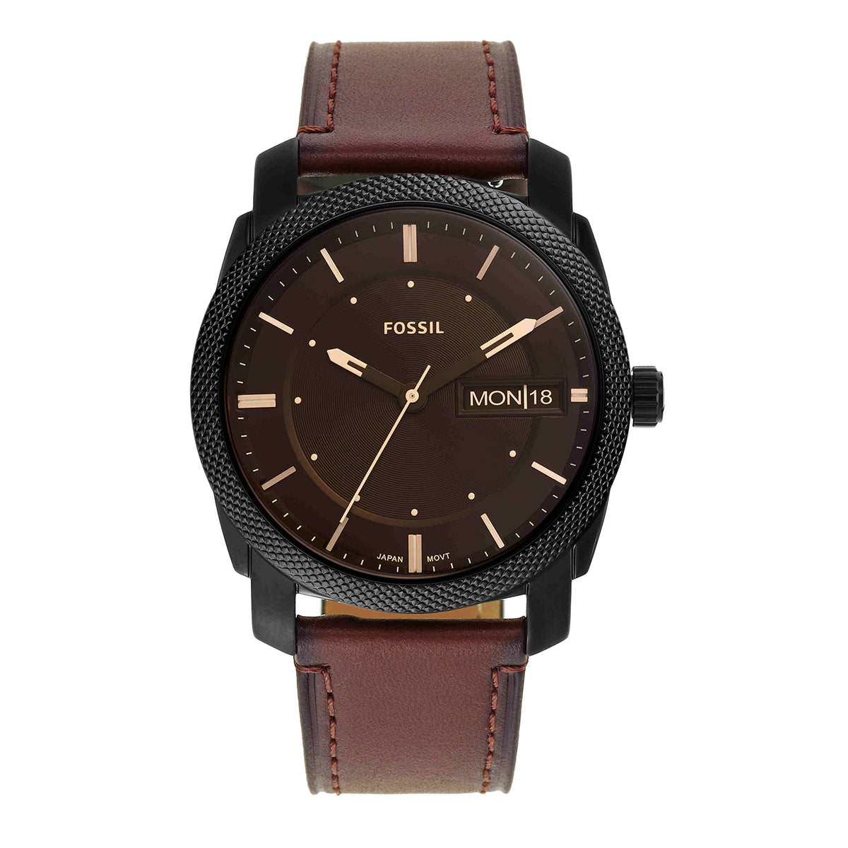 Fossil Men's Machine Stainless Steel Case Quartz Watch, FS4682IE Black, Dark Brown