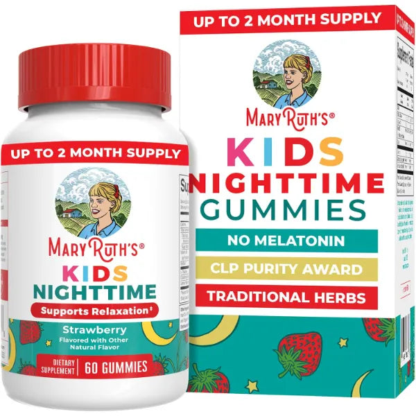 MARYRUTH'S Kids Nighttime Gummies for Ages 4+, No Melatonin, Sugar Free | Sugar Free, NO Melatonin with L Theanine, Lemon Balm, Chamomile, Vitamin B6