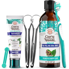 GuruNanda Daily Oral Care Bundle – Hydroxyapatite Toothpaste & Coconut Oil Pulling Mouthwash for Stronger Teeth & Happier Gums