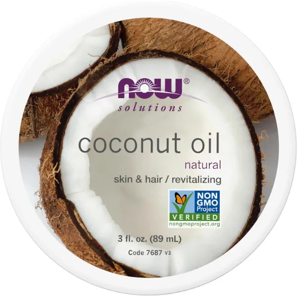 NOW Foods Solutions, Coconut Oil, Naturally Revitalizing For Skin and Hair, Conditioning Moisturizer, Convenient Travel Size, 3-Ounce