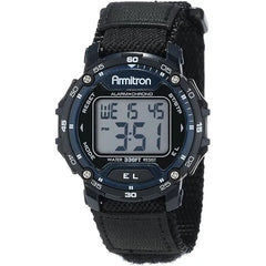 Armitron Sport Unisex 40/8291BLU Navy Blue Accented Digital Chronograph Black Nylon Strap Watch, Black/Blue, Chronograph,Digital