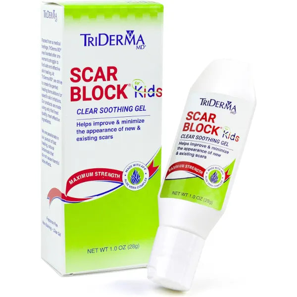 TriDerma Scar Block for Kids – Gentle Scar Gel for Children | Helps Reduce Appearance of New & Old Scars, Cuts & Scrapes, Soothing Formula - 1 oz