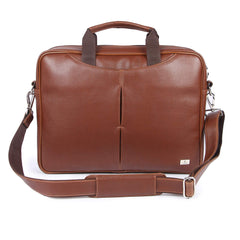 K London 15.6 Inches Faux Leather Men Women Unisex Laptop Shoulder Messenger Office Bag (1810) (Light Brown)