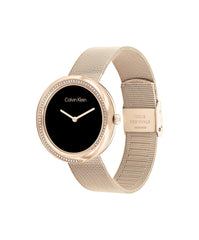 Calvin Klein TWISTED BEZEL Women's Watch, Analog - Rose Gold / Black