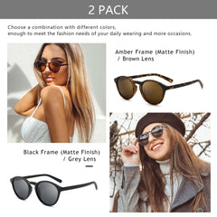 SUNGAIT Women's Classic Vintage Round Polarized Sunglasses Retro Style UV400 SGT166