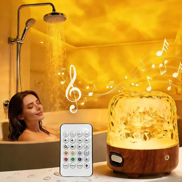 CHLORANTHUS Spa Like Shower Lamp, Bluetooth Speaker Waterproof Lamp, Rechargeable Lumena Lamp with Remote & Touch Control, 16 Colors Ocean Wave Projector Light with White Noise for Shower, Bathroom, Bathtub