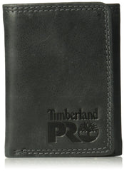 Timberland PRO mens Leather RFID Trifold Wallet With ID Window Wallet - Black/Brandy