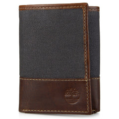 Timberland Men's Canvas & Leather Trifold Wallet - Blue