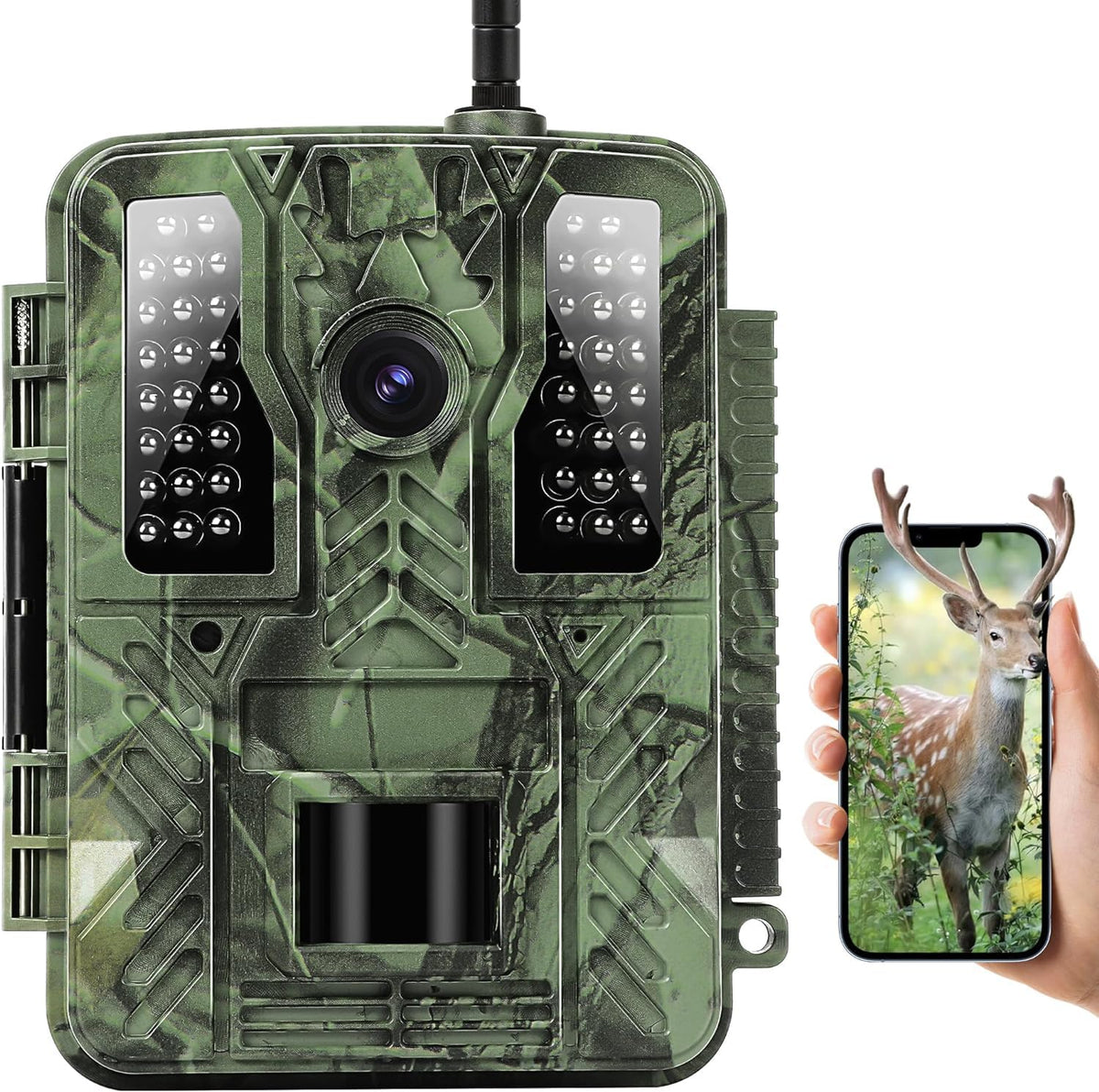 NALACAL Trail Camera, 4K 48MP WiFi Hunting Game Camera, 0.2s Trigger Time Deer Trail Camera, Infrared Night Vision IP67 Waterproof Wireless Wide Angle Trail Camera, for Outdoor Wildlife Monitoring