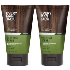Every Man Jack Gentle Exfoliating Face Scrub For Men- Exfoliate Away Dead Skin, Moisturize, and Revive Tired Skin with Jojoba Beads, Hyaluronic Acid, and Caffeine - 4.2 oz, Twin Pack
