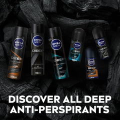 NIVEA MEN Antiperspirant Spray for Men, DEEP Black Carbon Antibacterial, Dark Wood Scent, 2x150ml