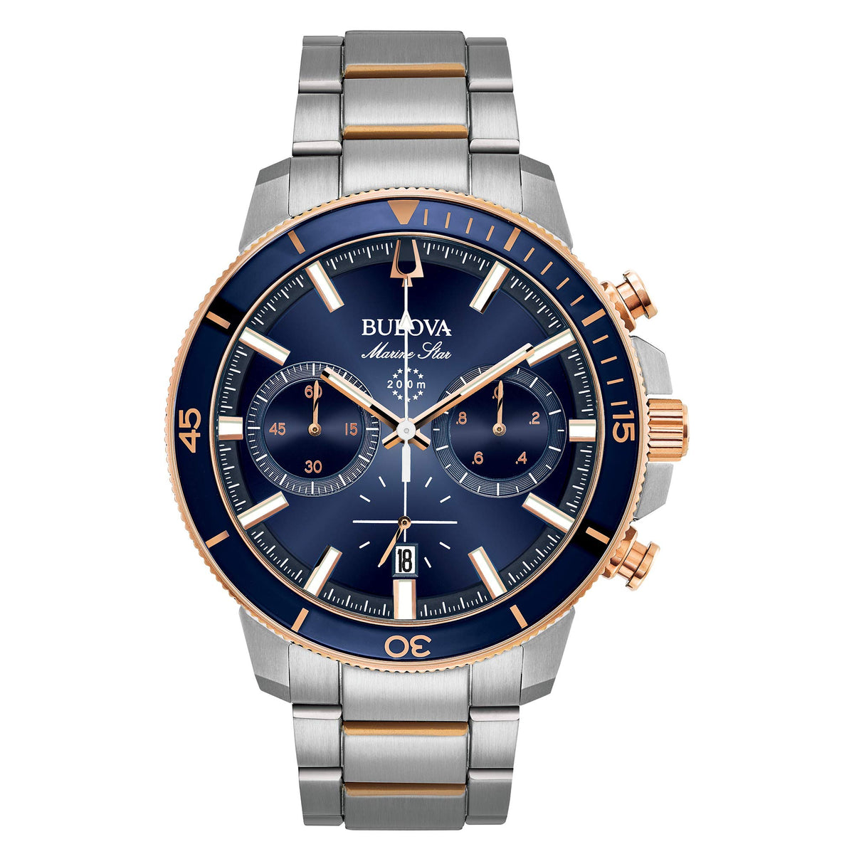 Bulova Mens Marine Star - 98B301 - Two Tone Rose Gold/Blue Dial