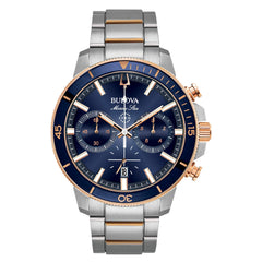 Bulova Mens Marine Star - 98B301 - Two Tone Rose Gold/Blue Dial