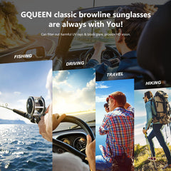GQUEEN Classic Horn Rimmed Semi Rimless Polarized Sunglasses for Men Women GQO6