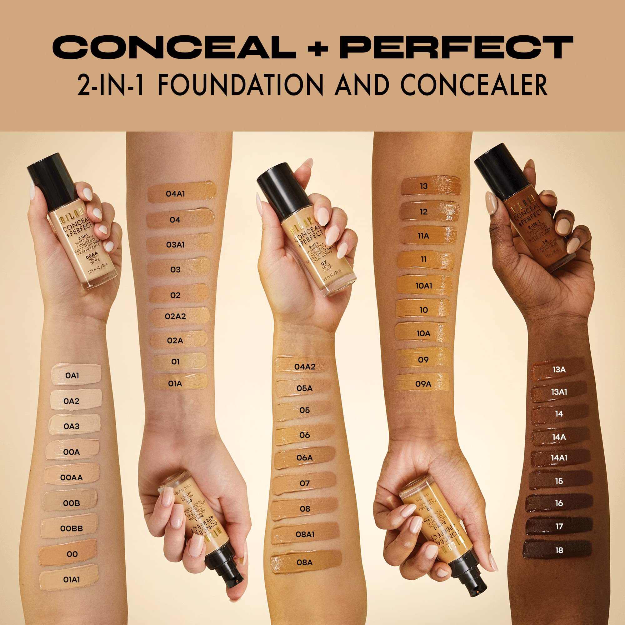 (Mocha) - Milani Conceal + Perfect 2-in-1 Foundation + Concealer - Mocha (30ml) Cruelty-Free Liquid Foundation - Cover Under-Eye Circles, Blemishes & Skin Discoloration for a Flawless Complexion