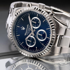 Maserati Men's Competizione R8853100022 Silver Stainless-Steel Quartz Dress Watch, Silver, Quartz Movement