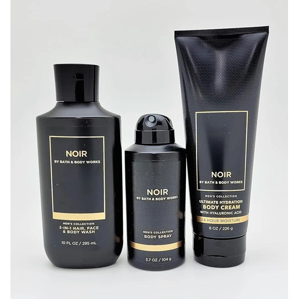 Bath & Body Works Noir for Men 3-in-1 Hair, Face & Body Wash, Body Spray and Hydration Cream (2021)