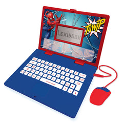 LEXIBOOK Disney Spiderman-Bilingual French/Dutch Educational Computer-Girls Toy with 124 Activities for Learning, Fun and Playing Piano-Red/Blue