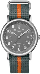 Timex Weekender 38 mm Watch - Gray/Orange Stripe