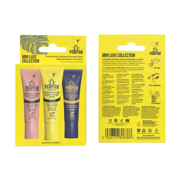 Dr. PawPaw Mini Luxe Collection Trio Lip Balm and Mask Giftset - Moisturizing with Natural Peptides for Smooth, Plumped Results - 3 pc