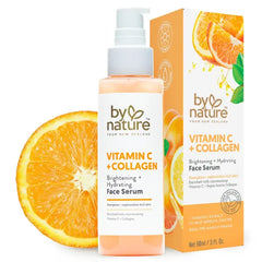 By Nature Vitamin C + Collagen Face Serum - Restore and Energize Tired Skin with Brightening Vitamin C, Plumping Collagen, Plus Texture Enhancing Turmeric - Premium Skin Care Serum for Face - 3fl. oz