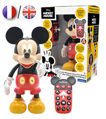 Lexibook - Disney - Bilingual Mickey Robot - English/French, 100 educational quizzes, light effects, dance, programmable, articulated, Black/red