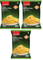 Chheda's Yellow Banana Chips Trio Pack (170g x 3) | Authentic Namkeen Snack | Crispy Plantain Chips, Banana Wafers | 100% Vegetarian | Gluten-Free & Vegan