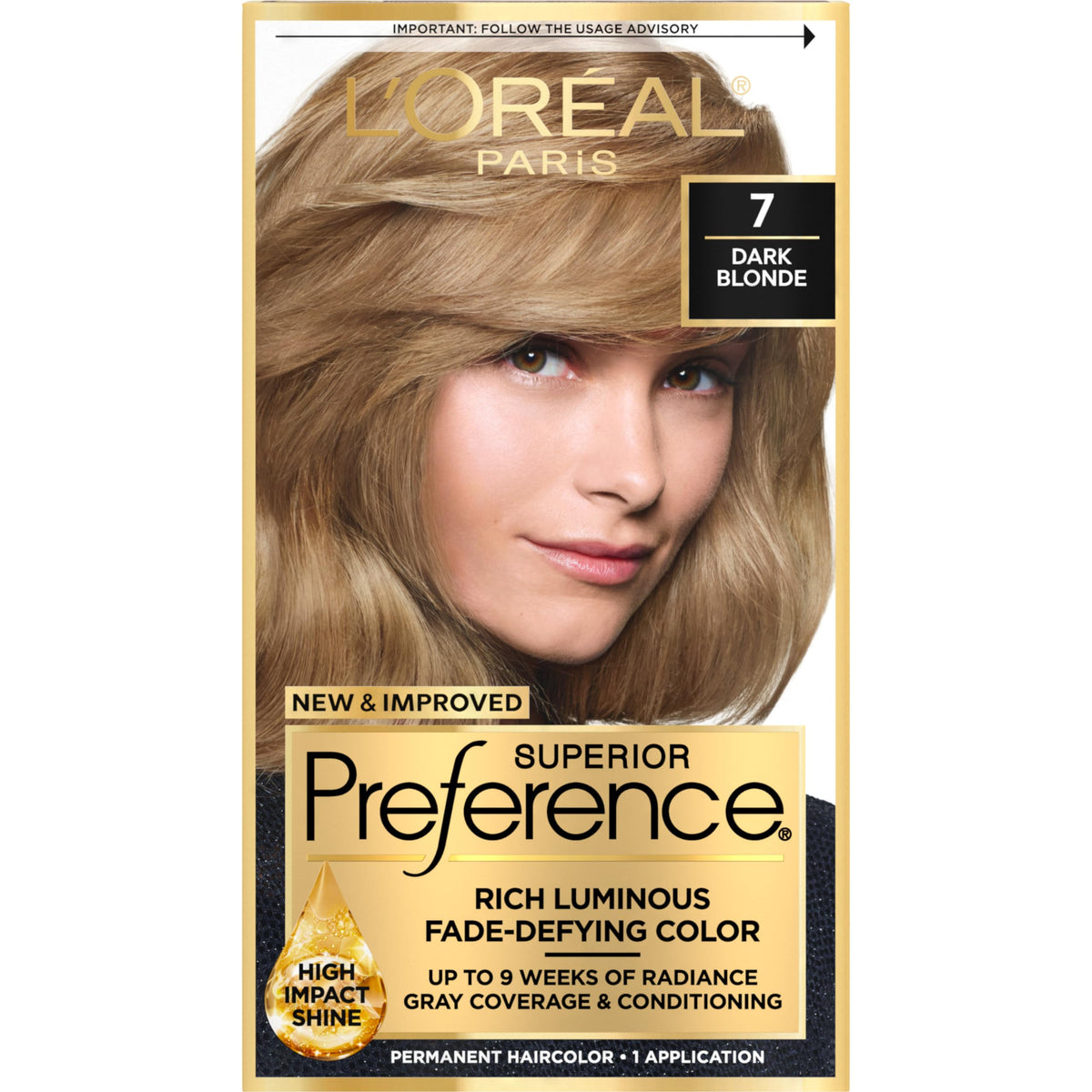 L’Oréal Paris Superior Preference Fade-Defying Color + Shine System, 7 Dark Blonde (Packaging May Vary)