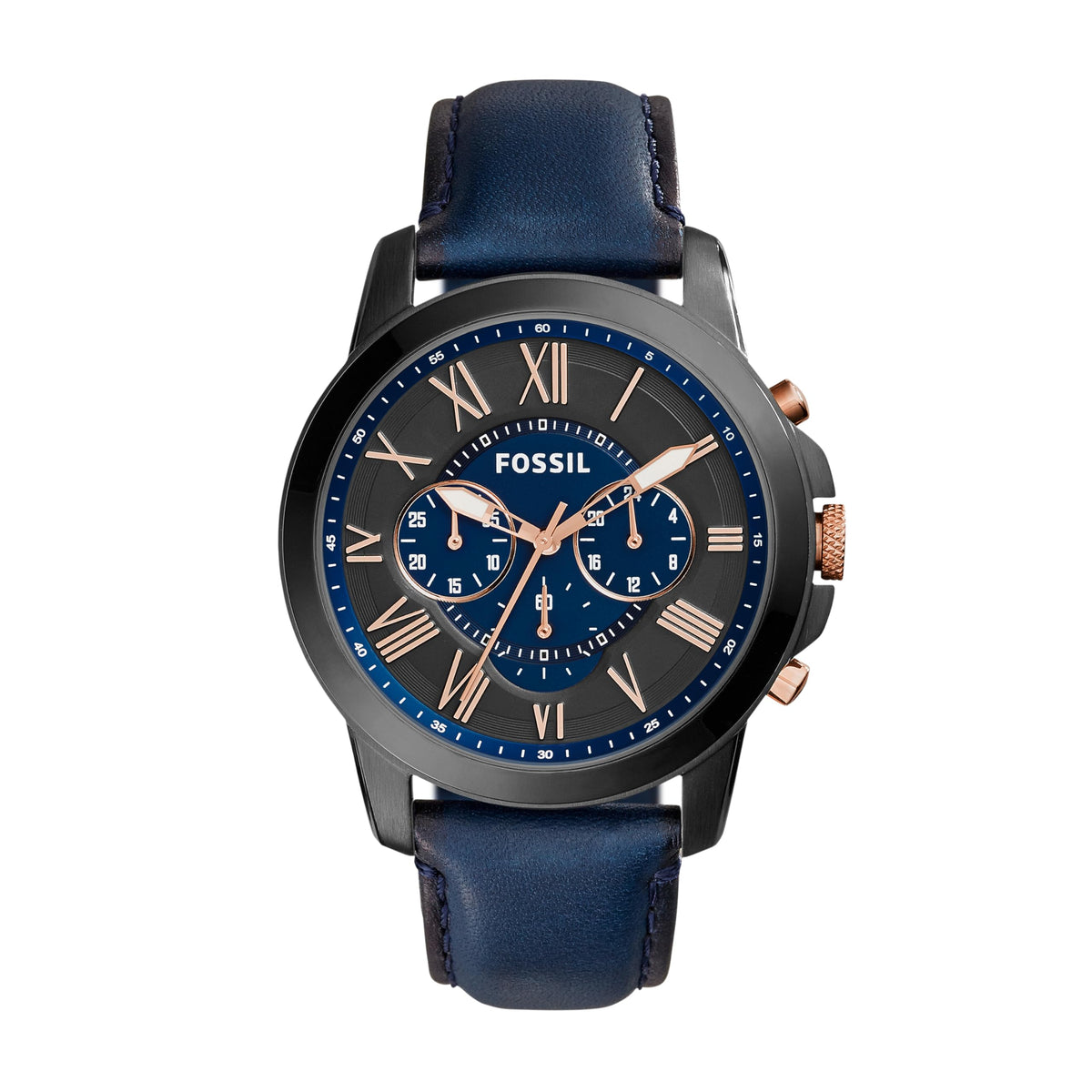 Fossil Leather Mens Quartz Watch Multi-Colour